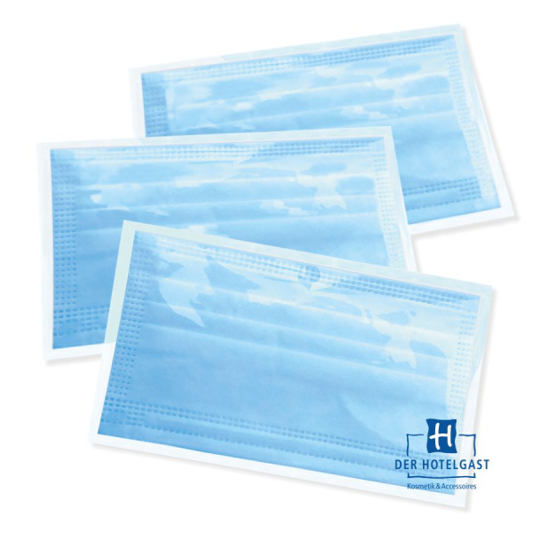 Preview: Hotel Mundschutz »einzeln verpackt« 3-lagig aus Vlies blau